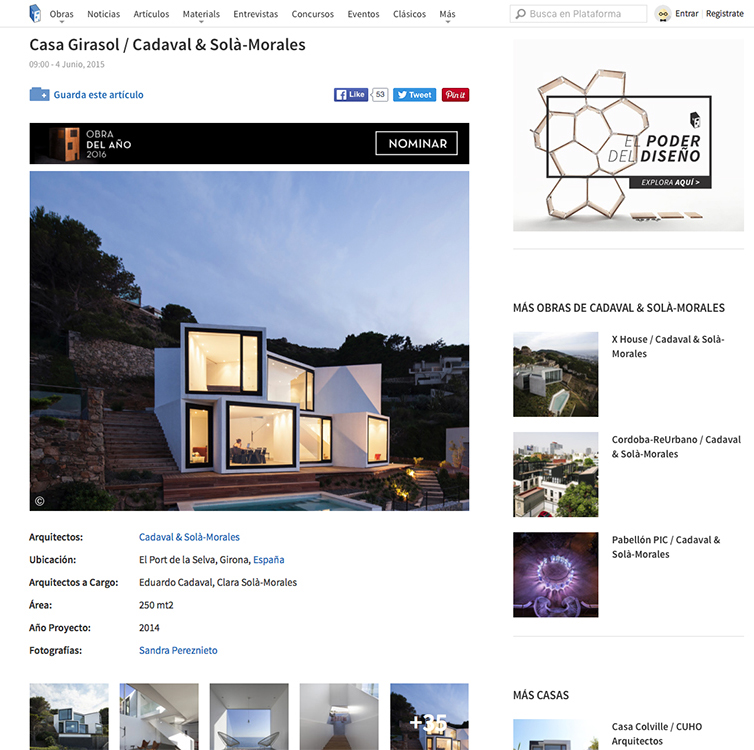 Casa Girasol en Plataforma Arquitectura 02-2016
